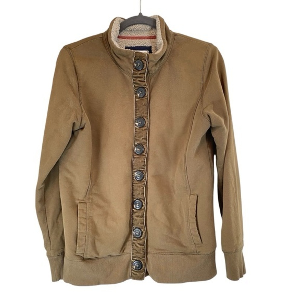 BODEN Women’s Army Green Sherpa Lined Button Down Jacket 8 Military Band